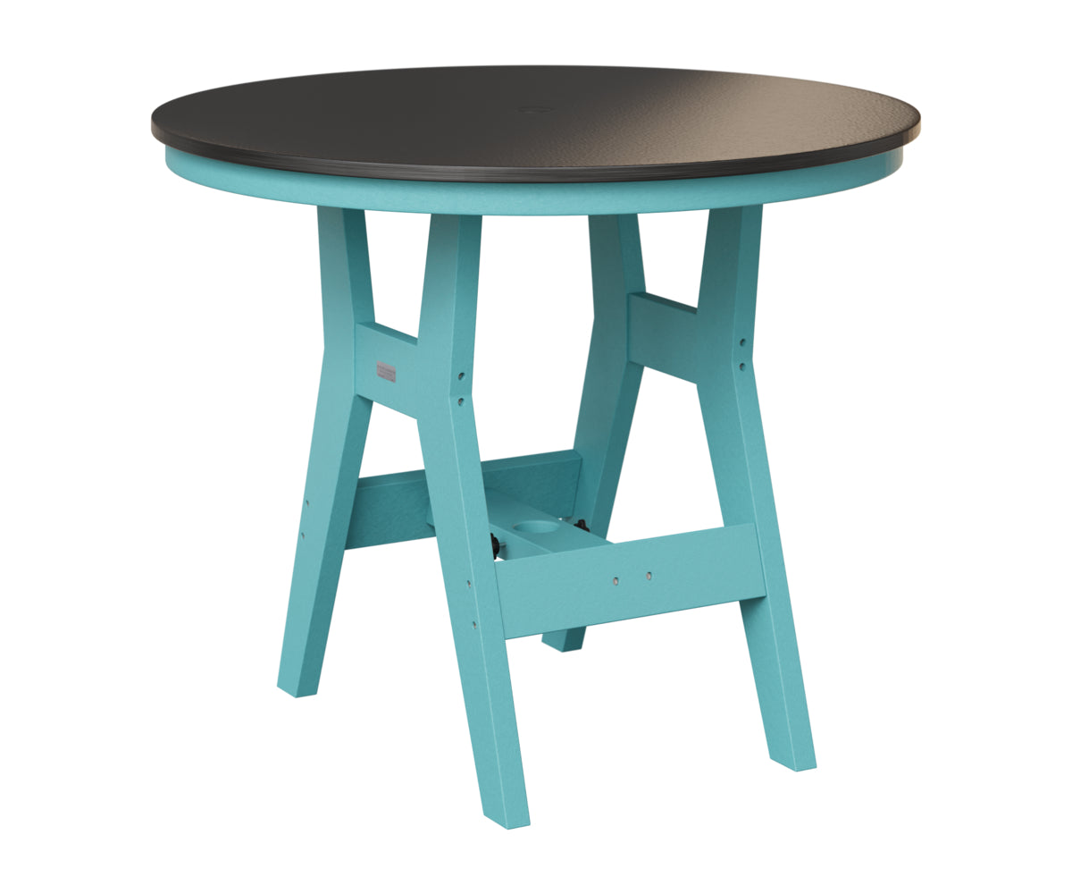 Berlin Gardens Harbor 38" Round Table in Aruba Blue, Hammered Black top