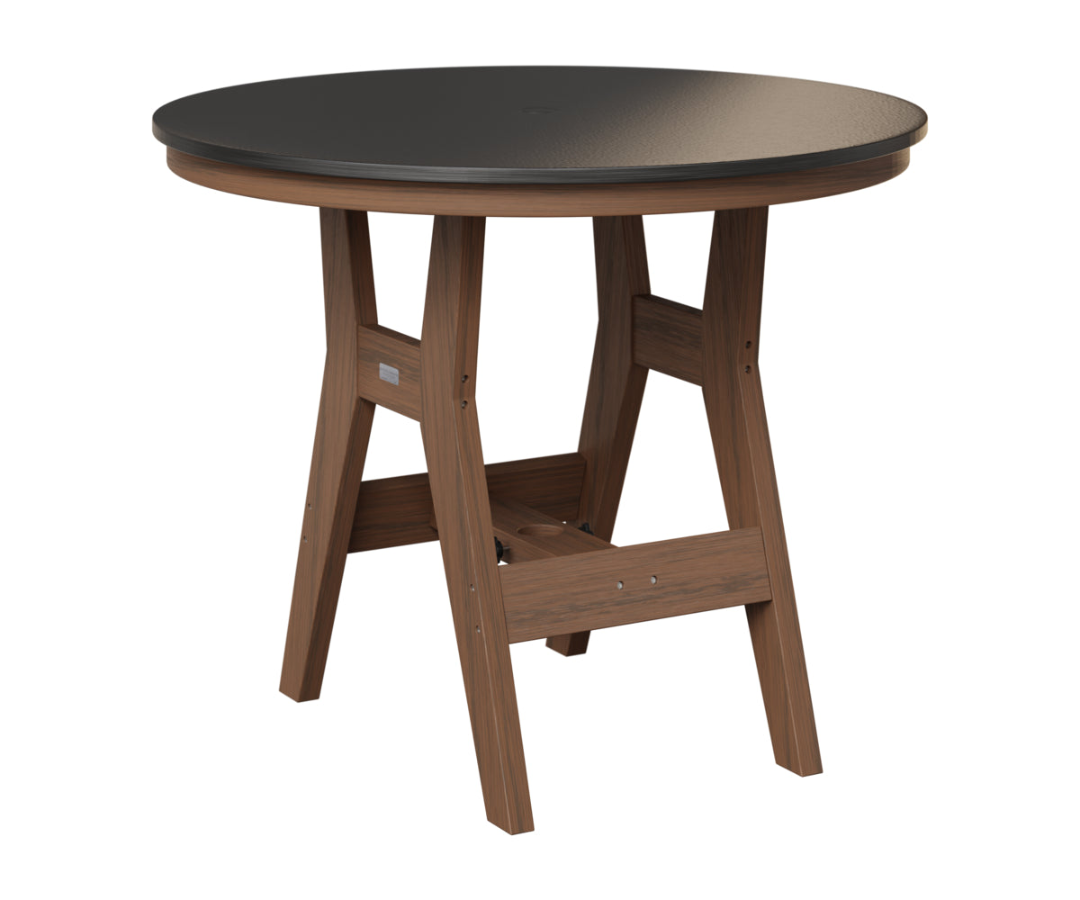Berlin Gardens Harbor 38" Round Table in Brazilian Walnut, Hammered Black top