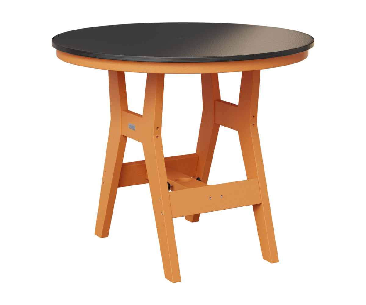 Berlin Gardens Harbor 38" Round Table in Mango Orange, Hammered Black top