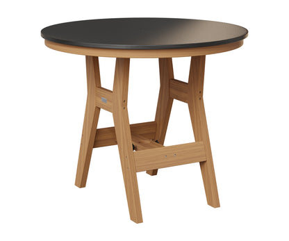 Berlin Gardens Harbor 38" Round Table in Natural Teak, Hammered Black top