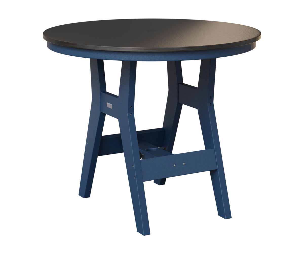 Berlin Gardens Harbor 38" Round Table in Navy Blue, Hammered Black top
