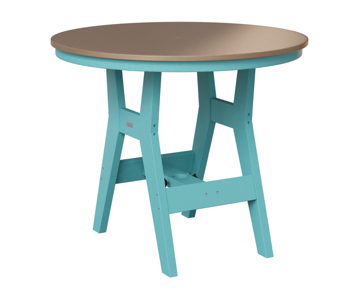 Berlin Gardens Harbor 38" Round Table in Aruba Blue, Hammered Bronze top