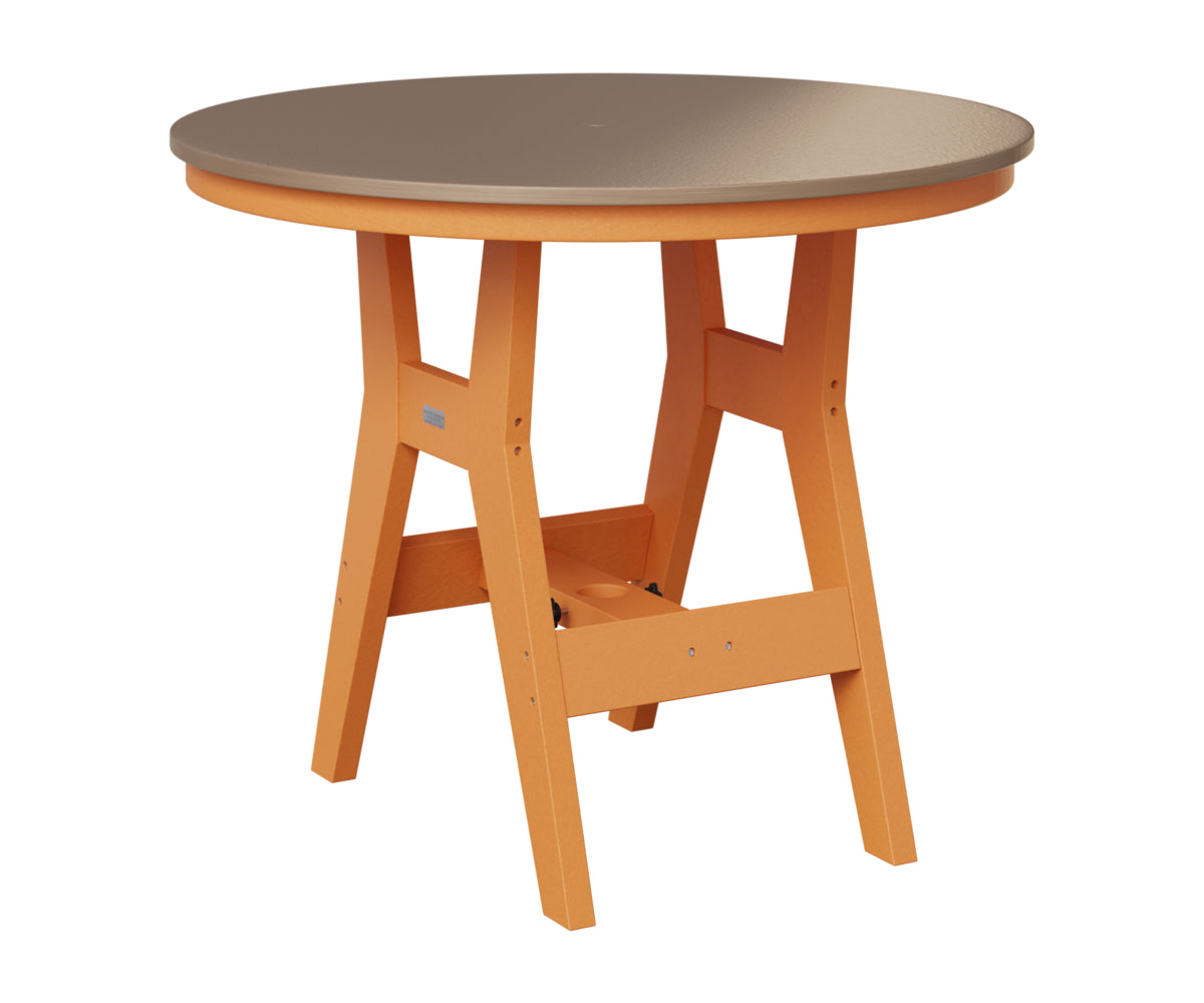 Berlin Gardens Harbor 38" Round Table in Mango Orange, Hammered Bronze top