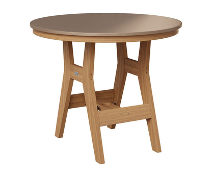 Berlin Gardens Harbor 38" Round Table in Natural Teak, Hammered Bronze top
