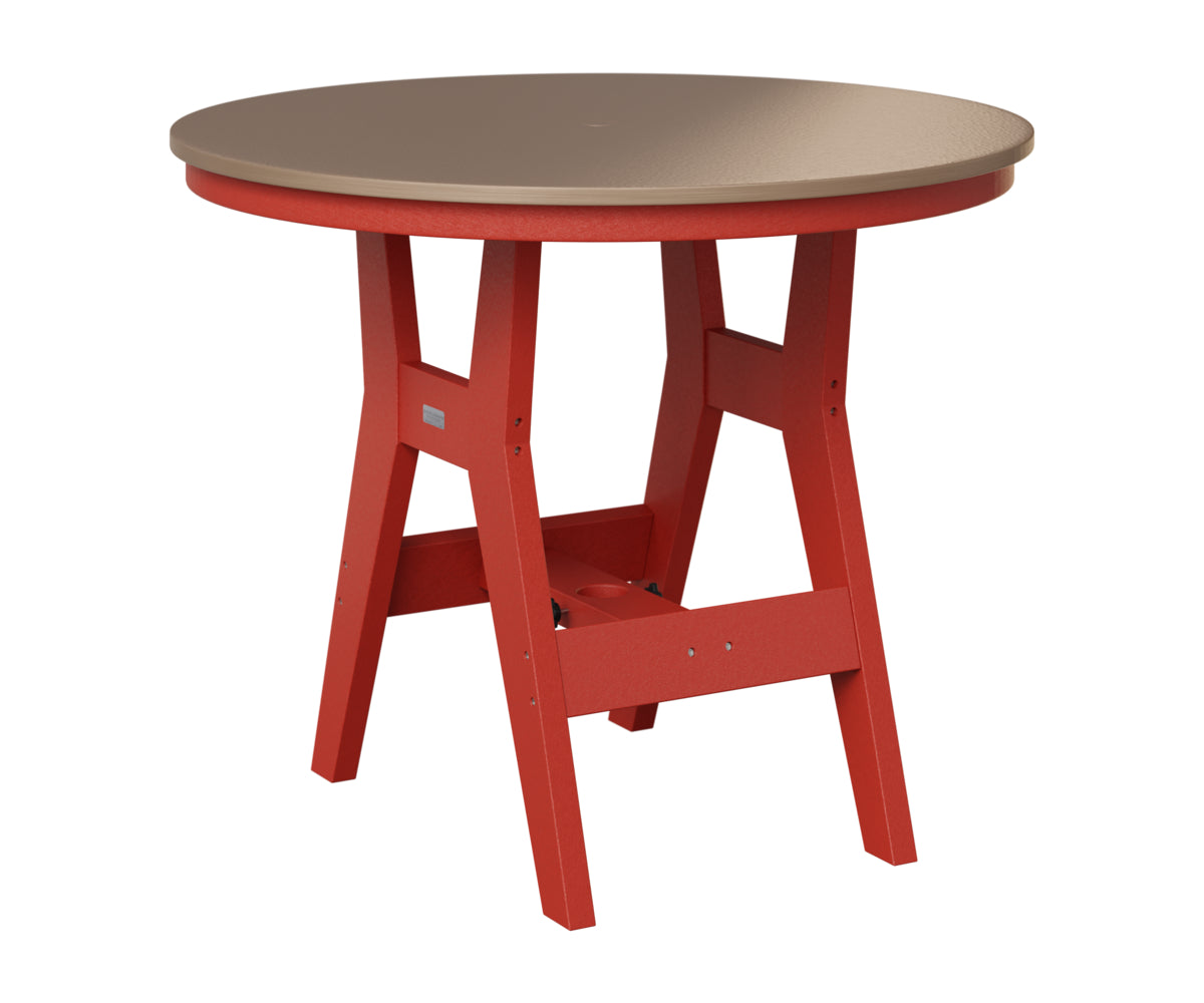 Berlin Gardens Harbor 38" Round Table in Scarlet Red, Hammered Bronze top