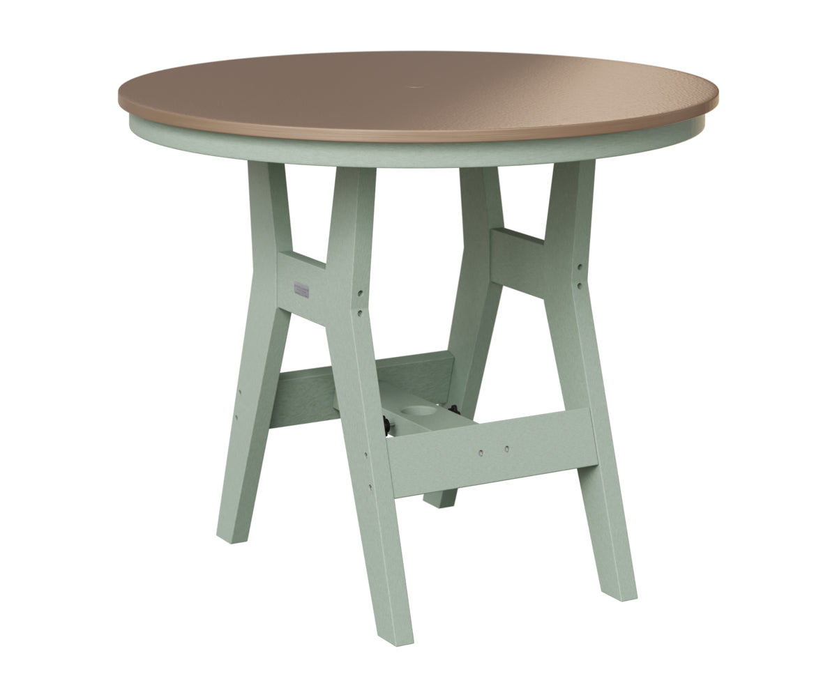 Berlin Gardens Harbor 38" Round Table in Sea Foam, Hammered Bronze top