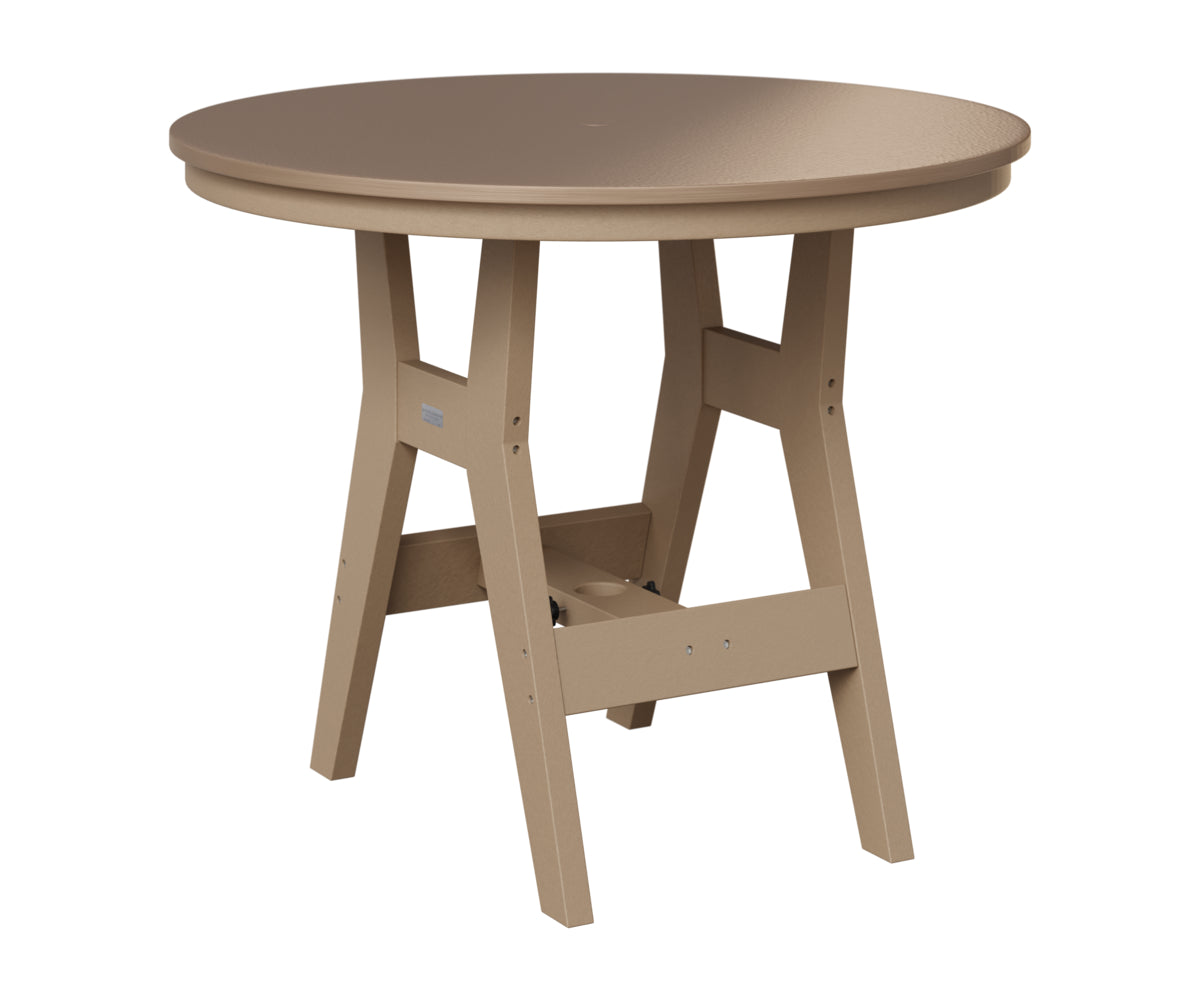 Berlin Gardens Harbor 38" Round Table in Weatherwood, Hammered Bronze top