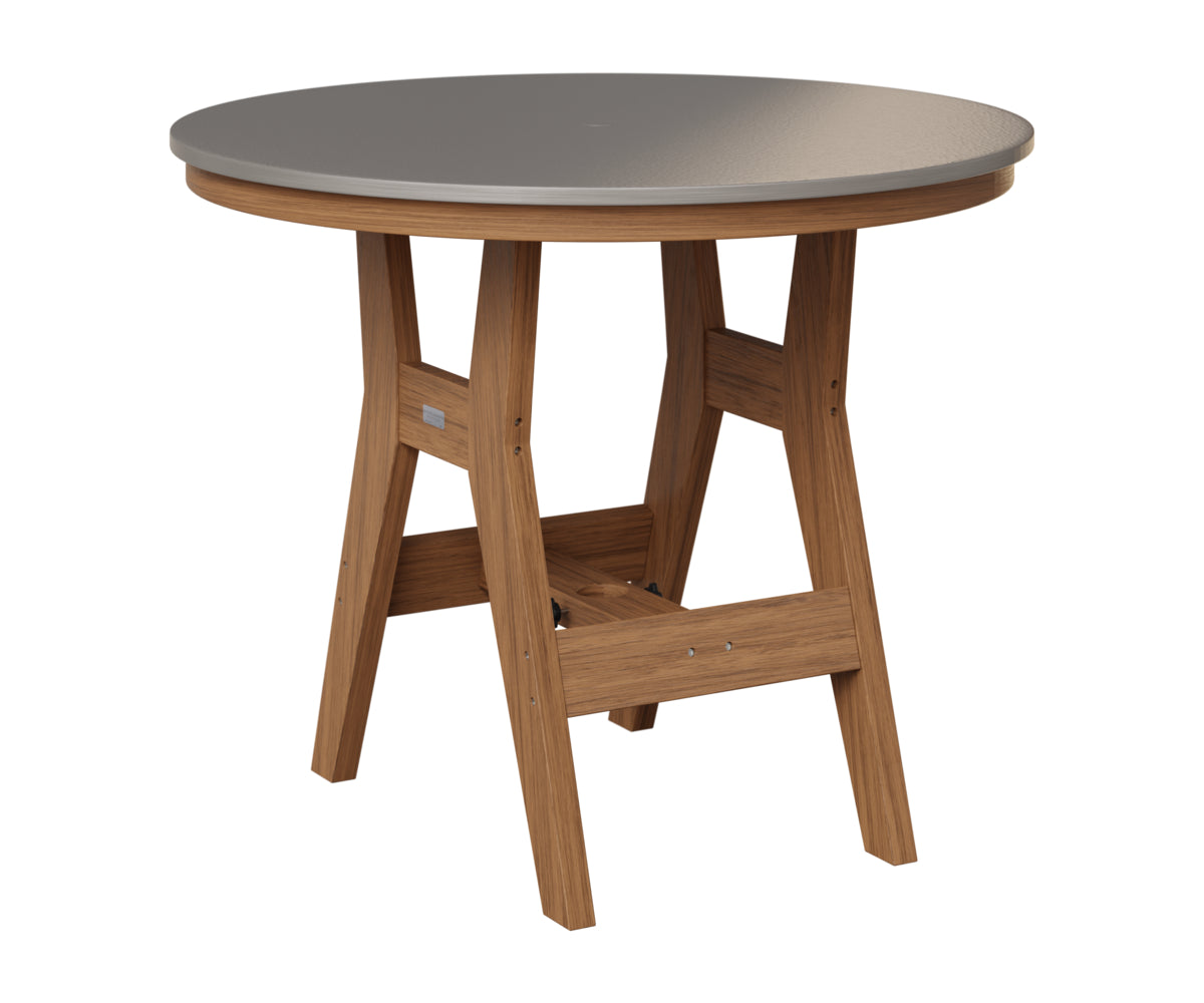 Berlin Gardens Harbor 38" Round Table in Antique Mahogany, Hammered Stainless top
