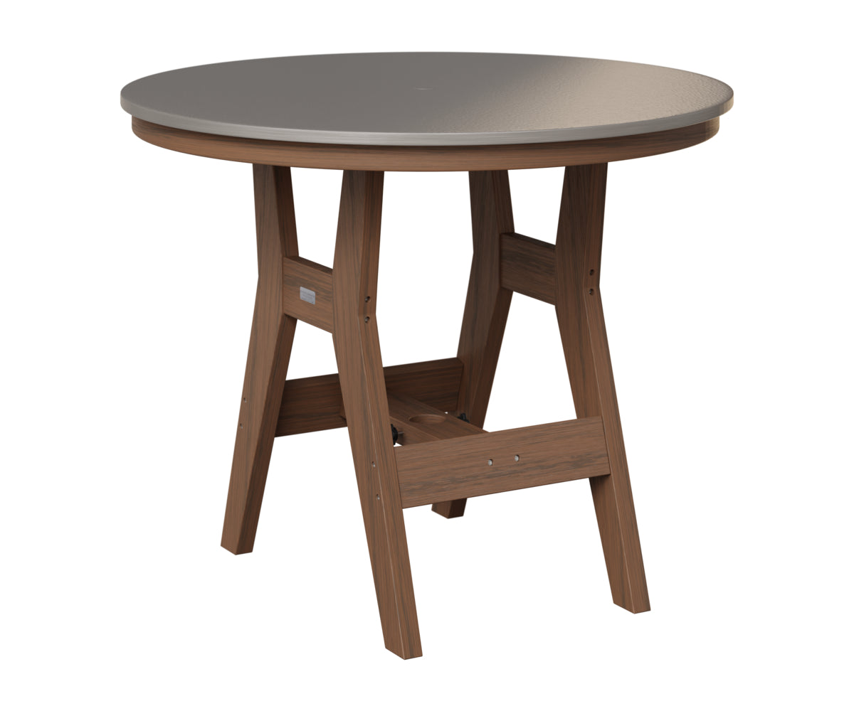 Berlin Gardens Harbor 38" Round Table in Brazilian Walnut, Hammered Stainless top