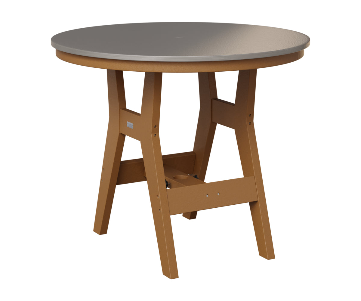 Berlin Gardens Harbor 38" Round Table in Cedar, Hammered Stainless top