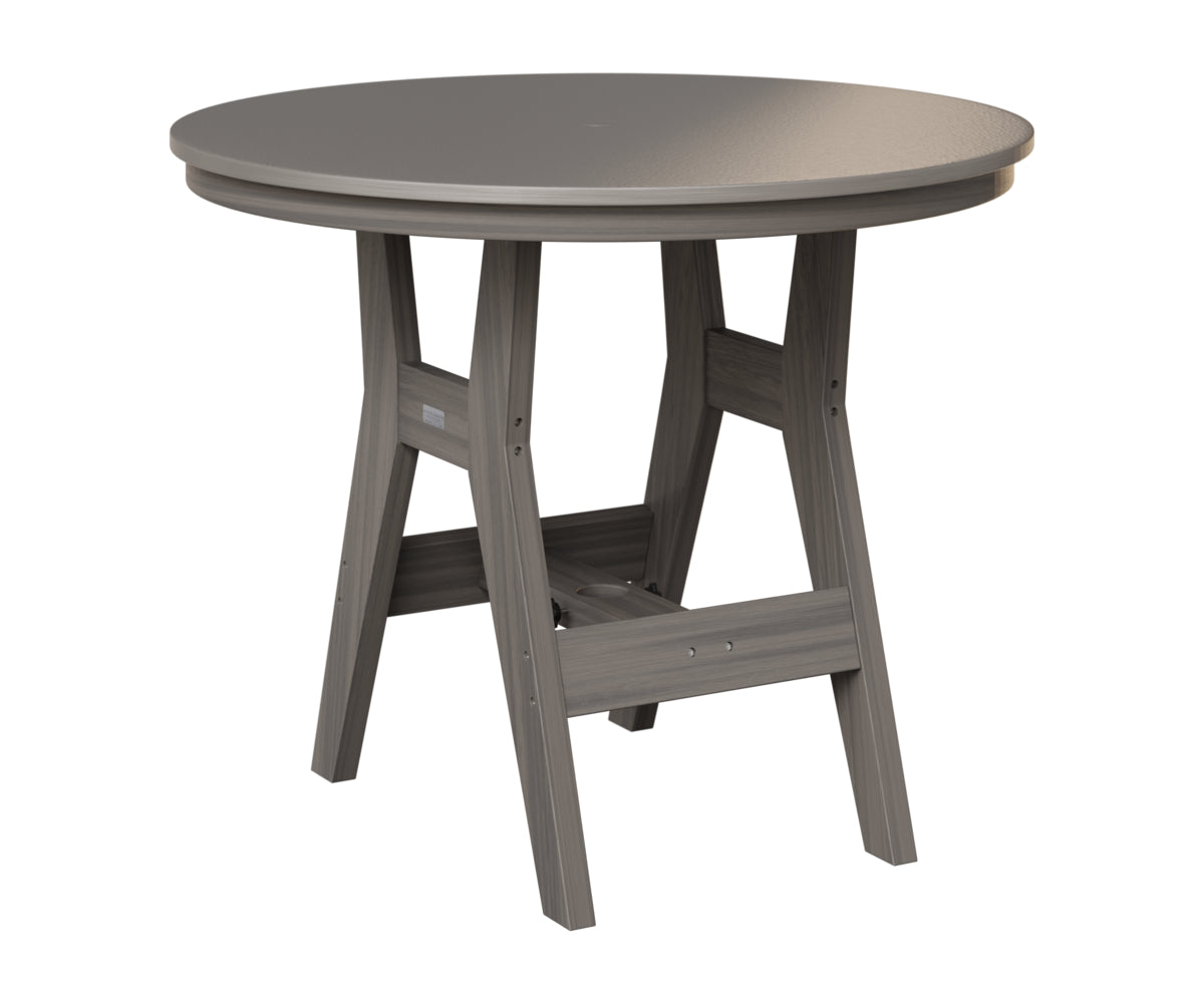 Berlin Gardens Harbor 38" Round Table in Coastal Gray, Hammered Stainless top