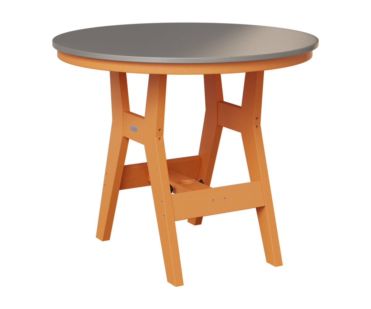 Berlin Gardens Harbor 38" Round Table in Mango Orange, Hammered Stainless top