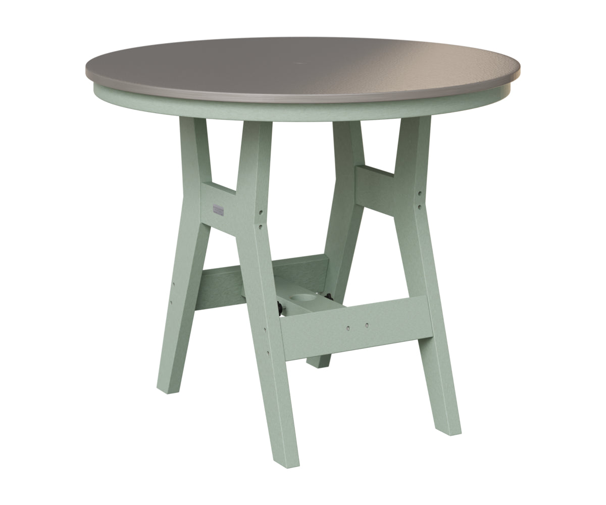 Berlin Gardens Harbor 38" Round Table in Sea Foam, Hammered Stainless top