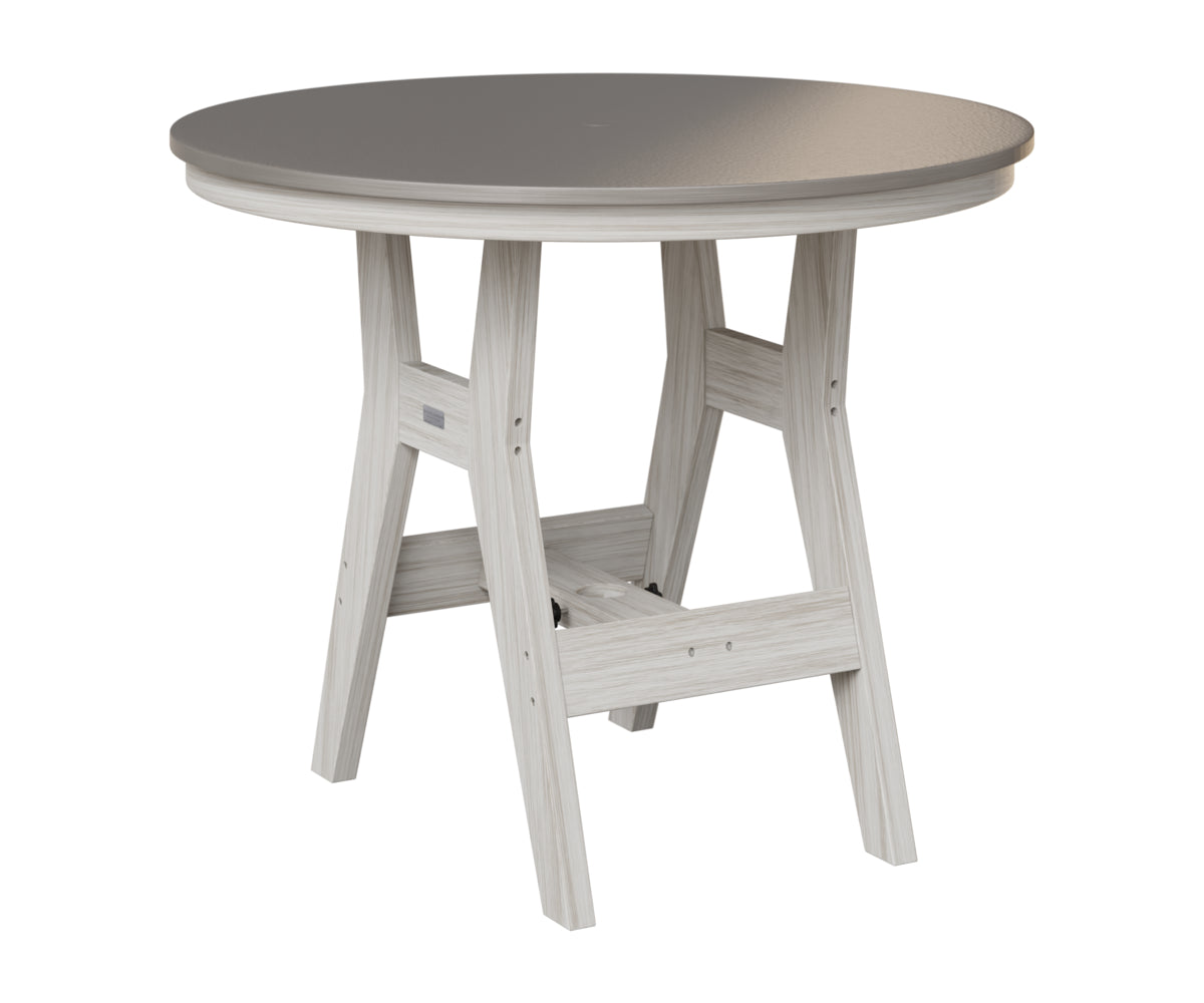 Berlin Gardens Harbor 38" Round Table in Seashell, Hammered Stainless top
