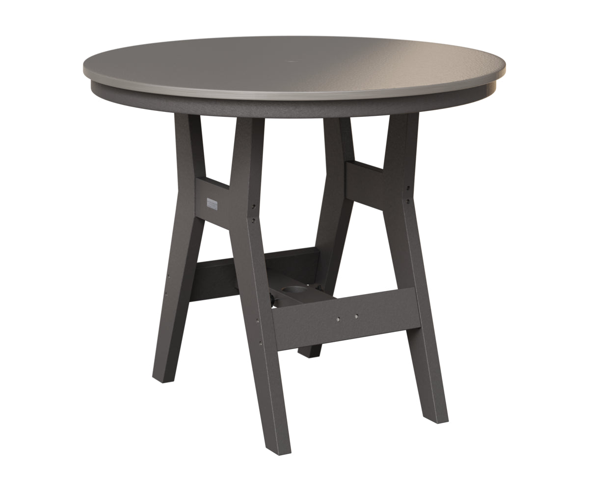 Berlin Gardens Harbor 38" Round Table in Smoke Gray, Hammered Stainless top
