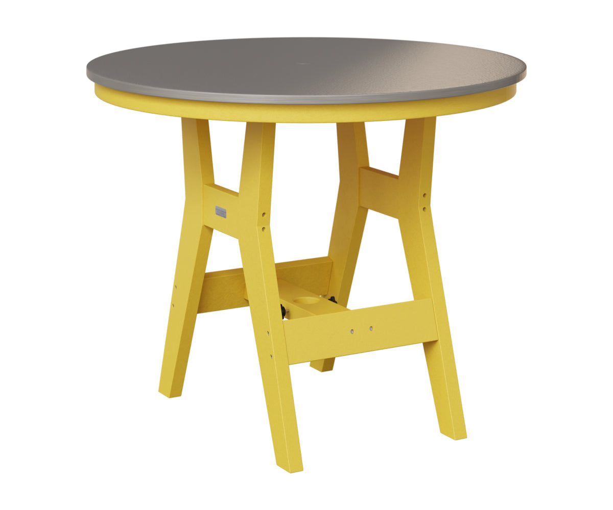Berlin Gardens Harbor 38" Round Table in Sunburst Yellow, Hammered Stainless top