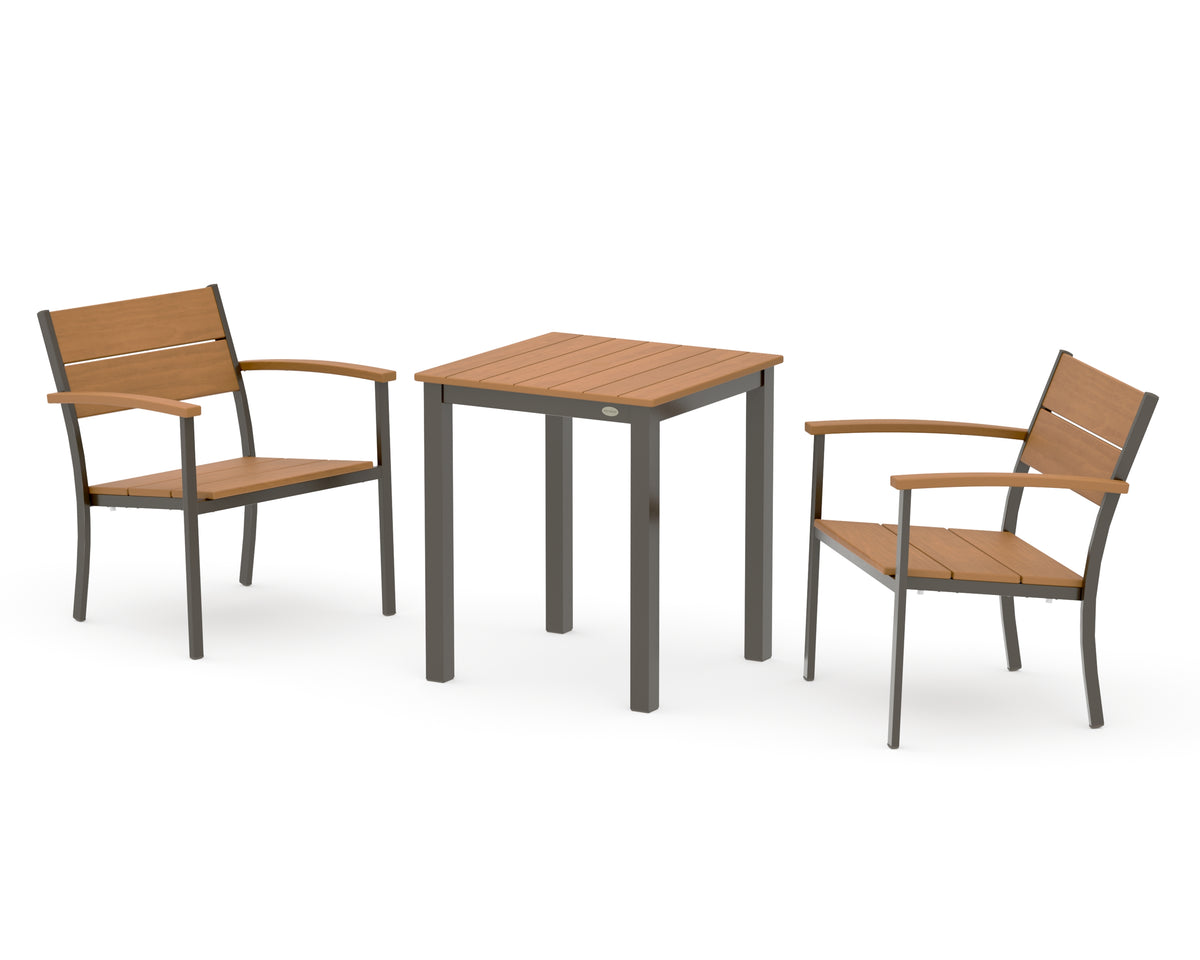 POLYWOOD Main Street 3-Piece Square Dining Set in Bronze / Natural
