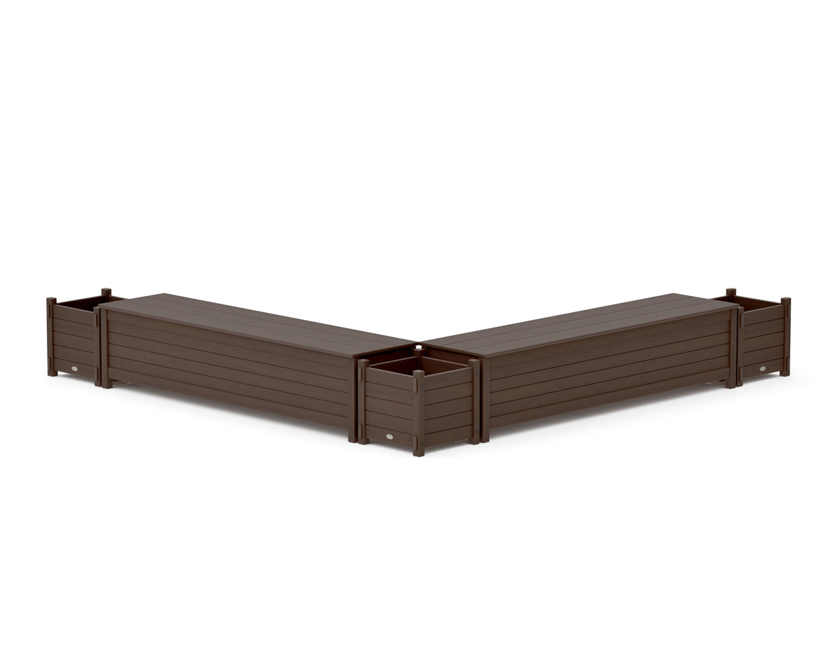POLYWOOD 72" Nautical L-Shaped Planter Storage Bench Corner Set in Kona