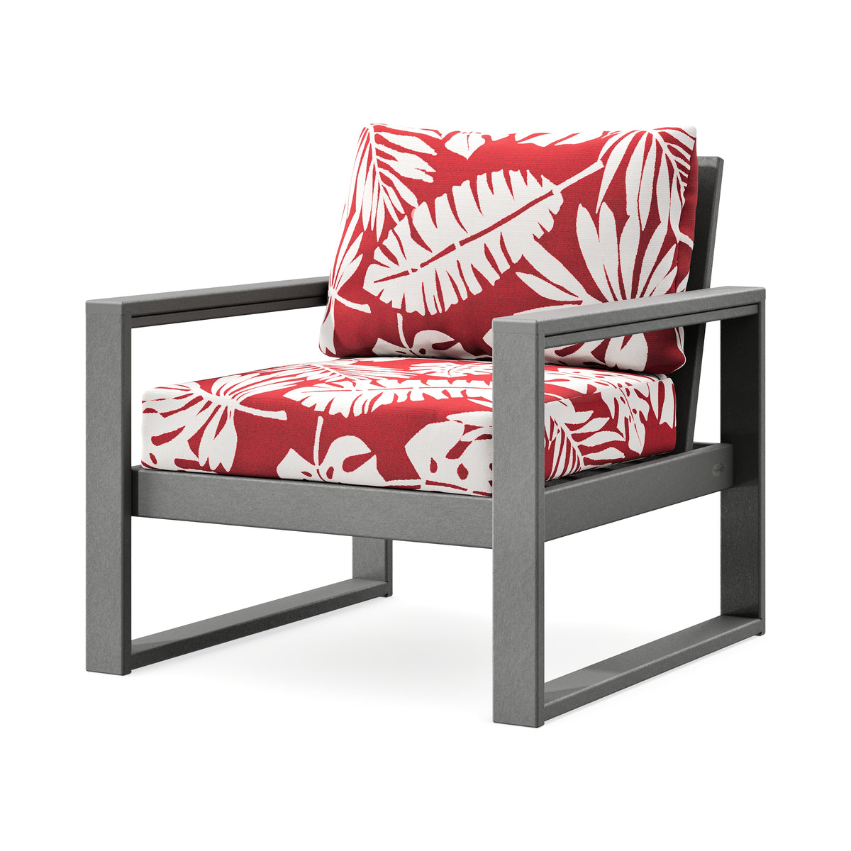 POLYWOOD EDGE Club Chair in Slate Grey / Leaf Crimson