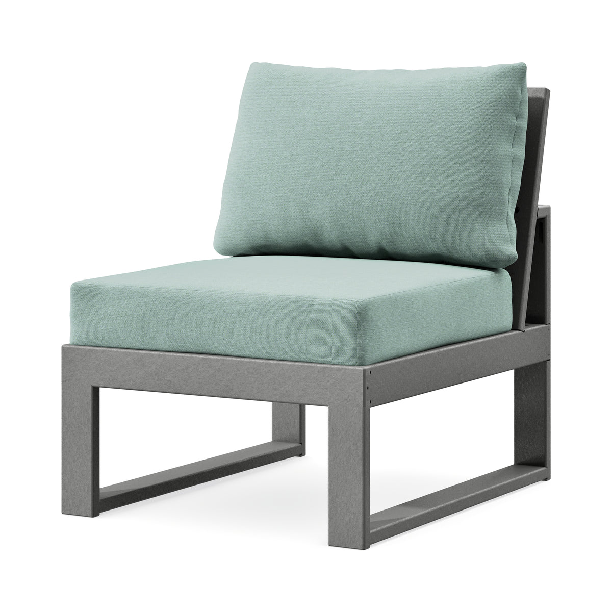 POLYWOOD Modular Armless Chair in Slate Grey / Glacier Spa