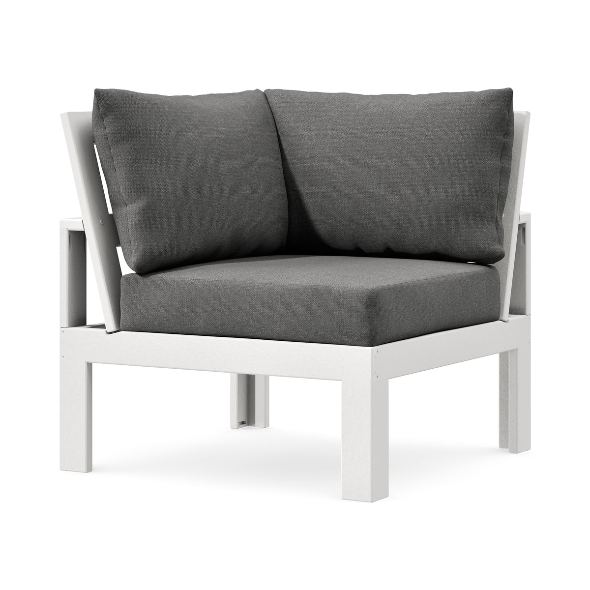 POLYWOOD Modular Corner Chair in White / Ash Charcoal