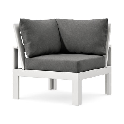 POLYWOOD Modular Corner Chair in White / Ash Charcoal