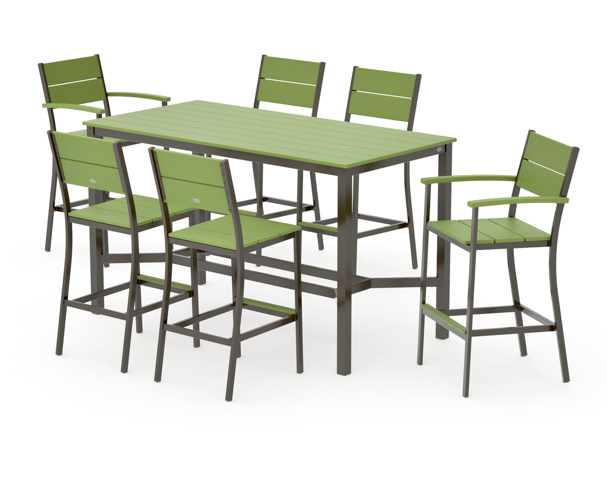 POLYWOOD Main Street 7-Piece Bar Set in Bronze / Lime