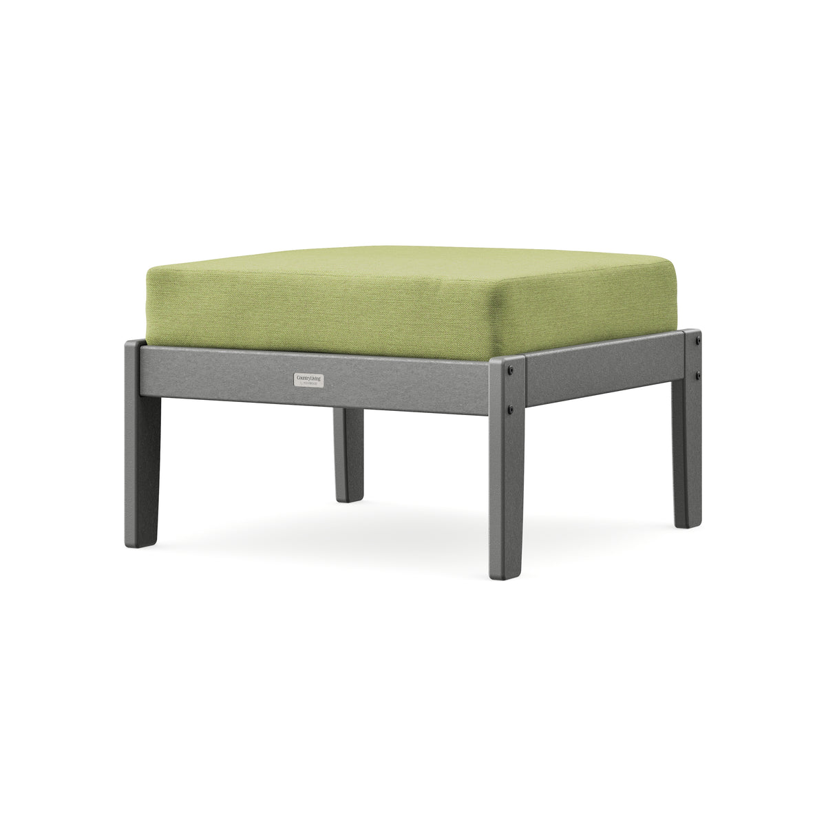 POLYWOOD Cottage Deep Seating Ottoman in Slate Grey / Chartreuse Boucle