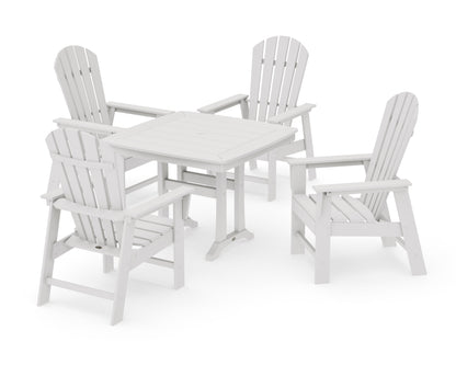 POLYWOOD South Beach 5-Piece Dining Set with Trestle Legs - 37" Table in Vintage White