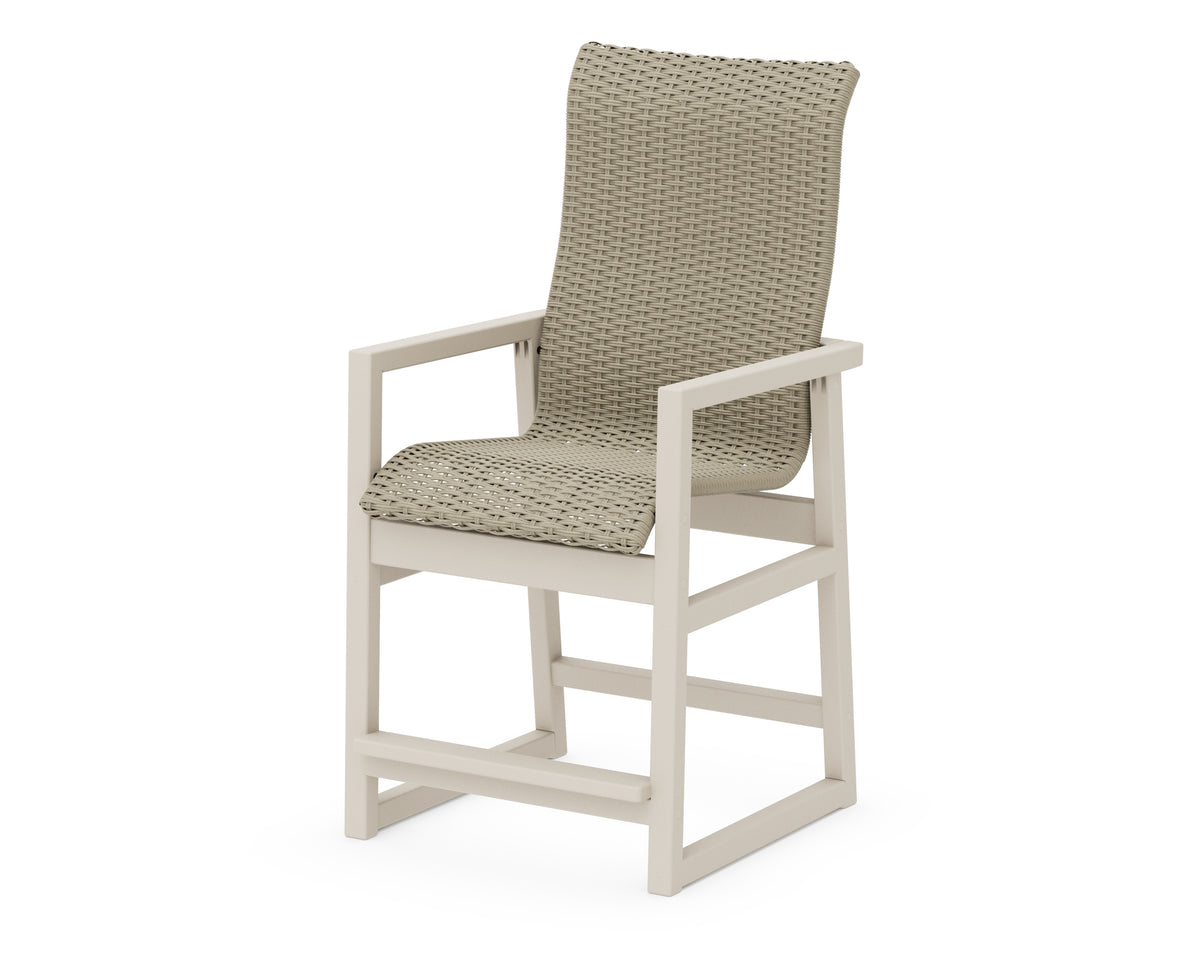 POLYWOOD EDGE Woven High-Back Counter Arm Chair in Sand / Dune Grass