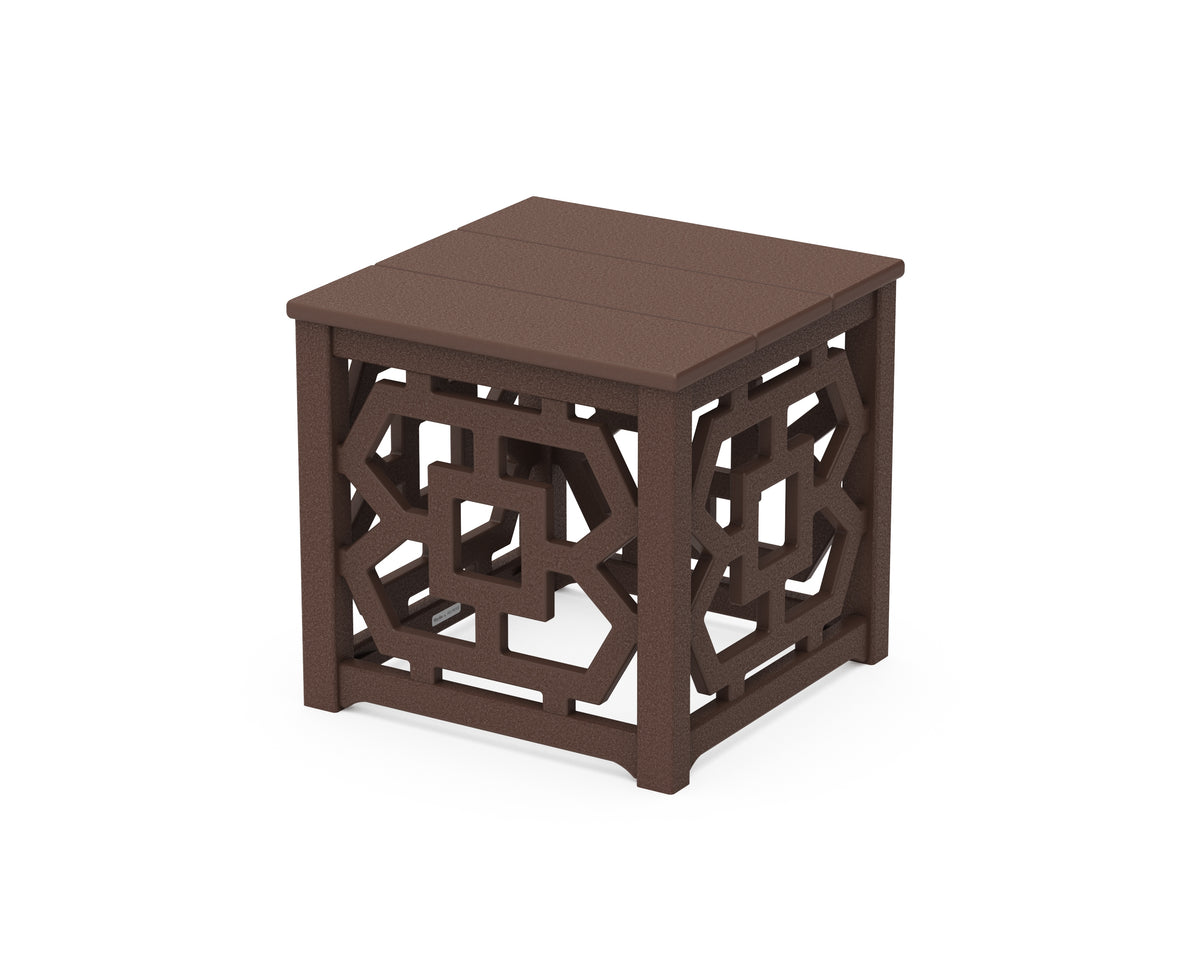 POLYWOOD Chinoiserie Accent Table in Mahogany
