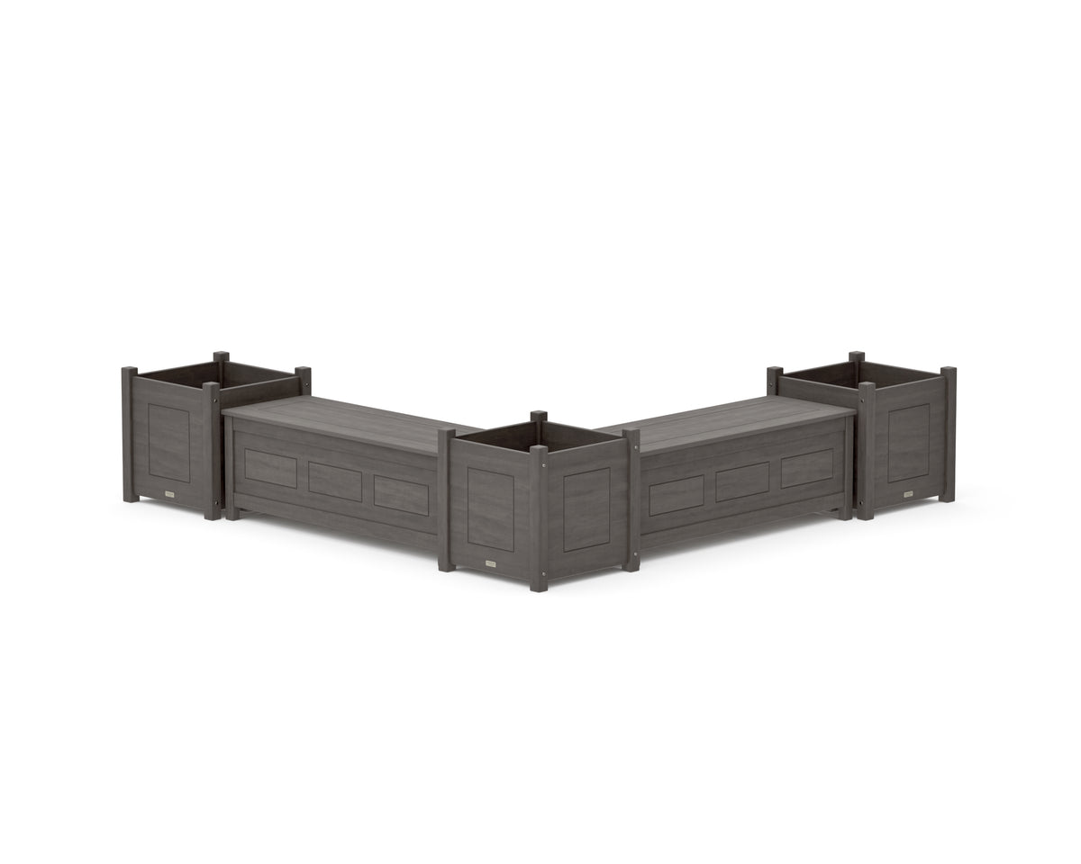POLYWOOD 48" Country Living L-Shaped Planter Storage Bench Corner Set - Large in Driftwood