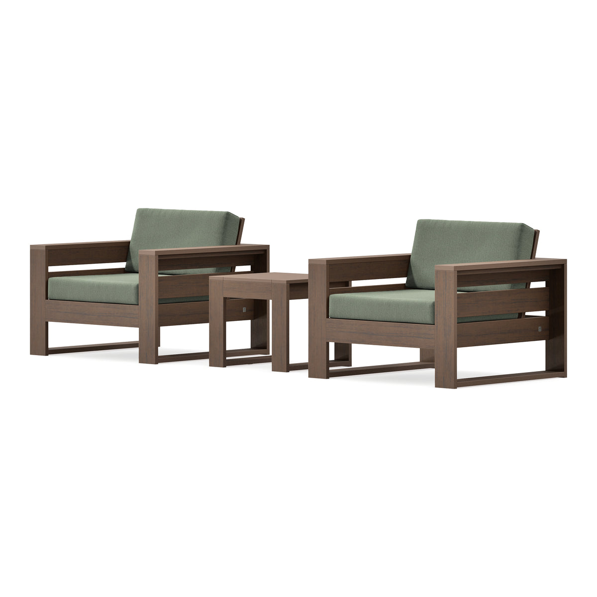 POLYWOOD PW Designer Series Latitude 3-Piece Lounge Chair Set in Kona / Cast Sage