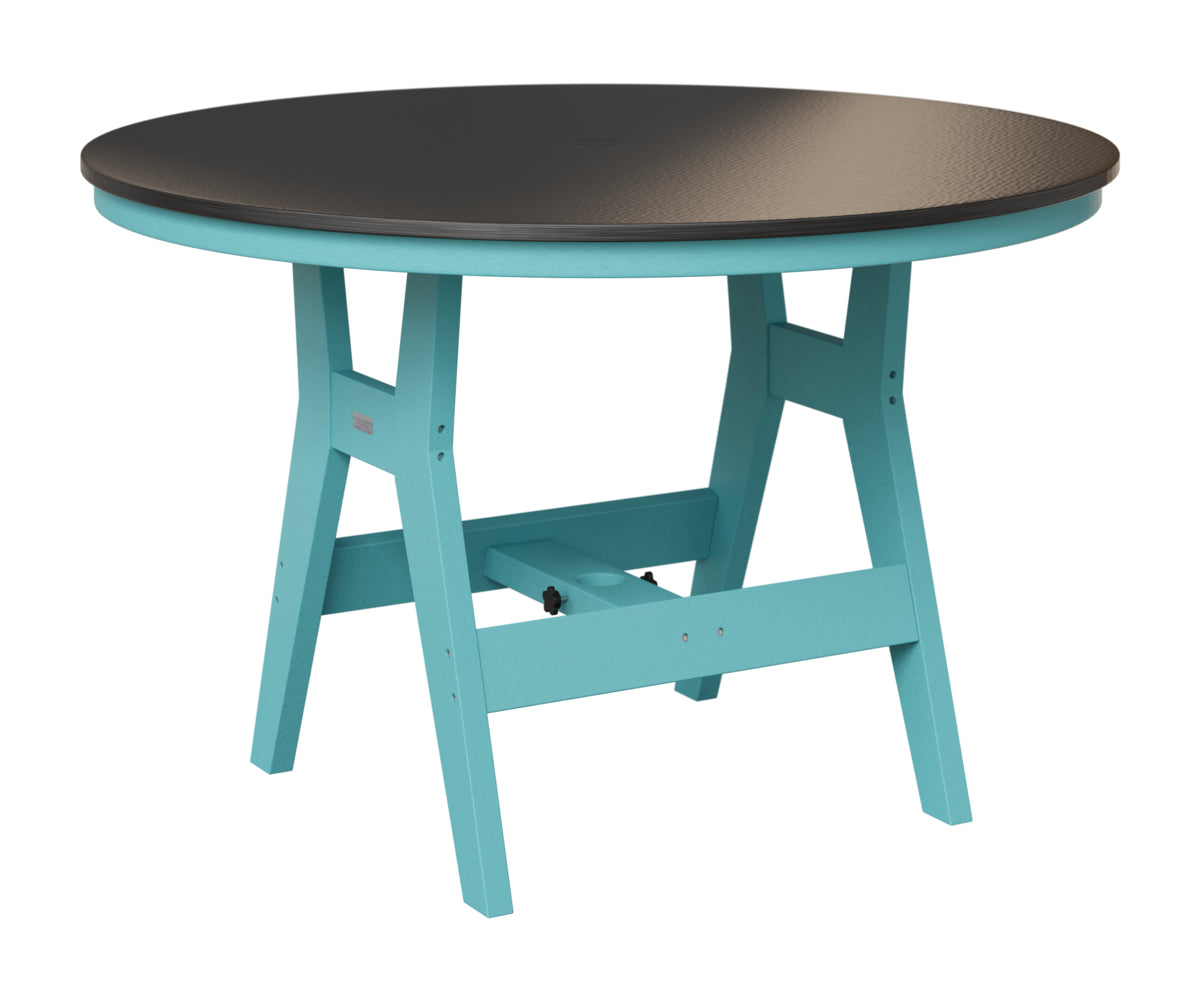 Berlin Gardens Harbor 48" Round Table in Aruba Blue, Hammered Black top