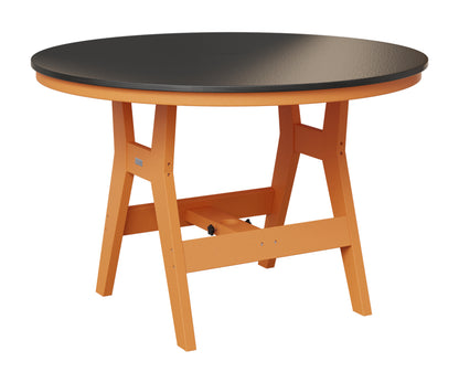 Berlin Gardens Harbor 48" Round Table in Mango Orange, Hammered Black top