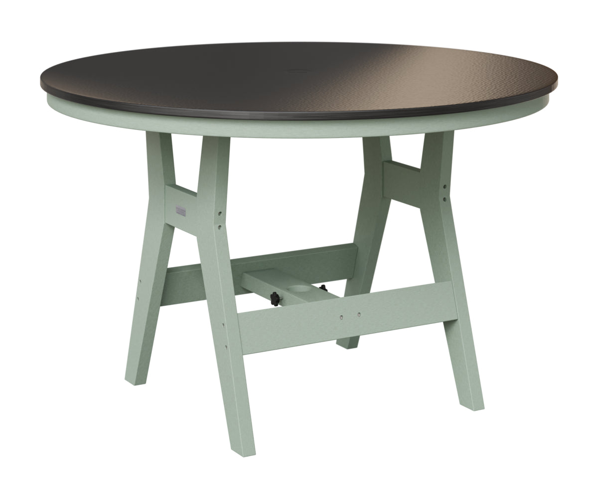 Berlin Gardens Harbor 48" Round Table in Sea Foam, Hammered Black top