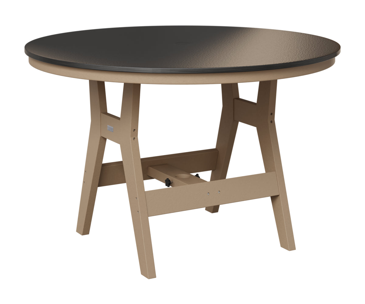Berlin Gardens Harbor 48" Round Table in Weatherwood, Hammered Black top