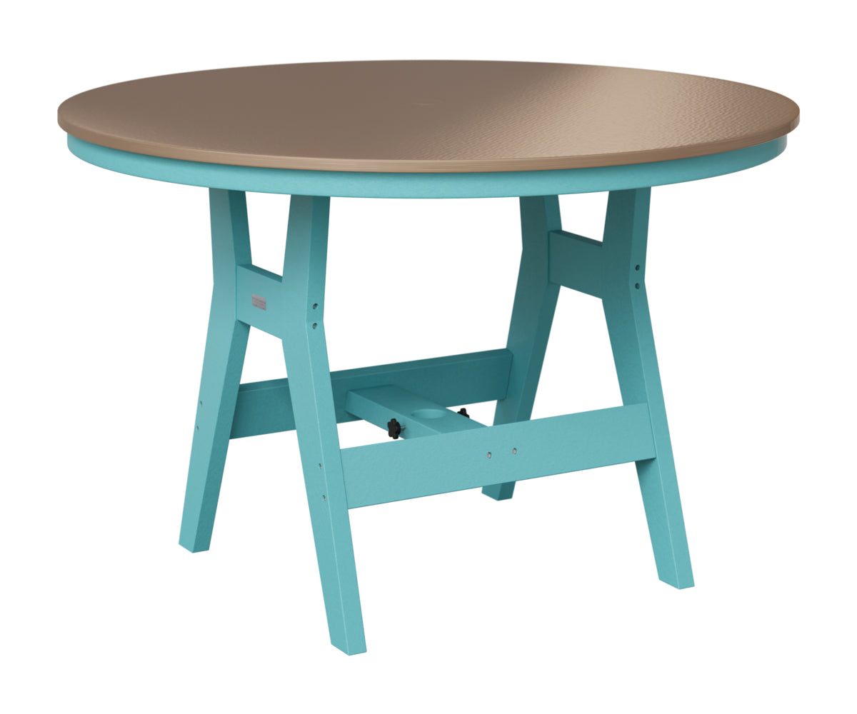 Berlin Gardens Harbor 48" Round Table in Aruba Blue, Hammered Bronze top