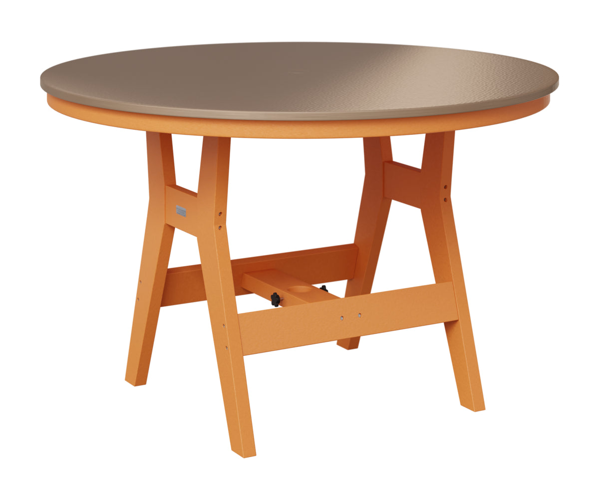 Berlin Gardens Harbor 48" Round Table in Mango Orange, Hammered Bronze top