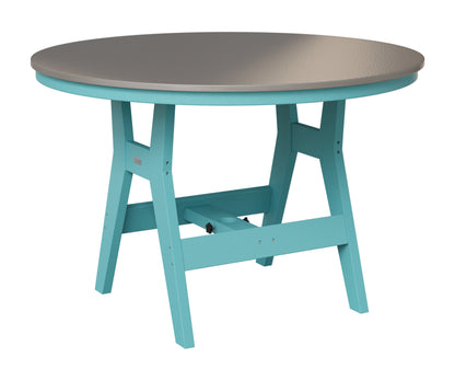 Berlin Gardens Harbor 48" Round Table in Aruba Blue, Hammered Stainless top