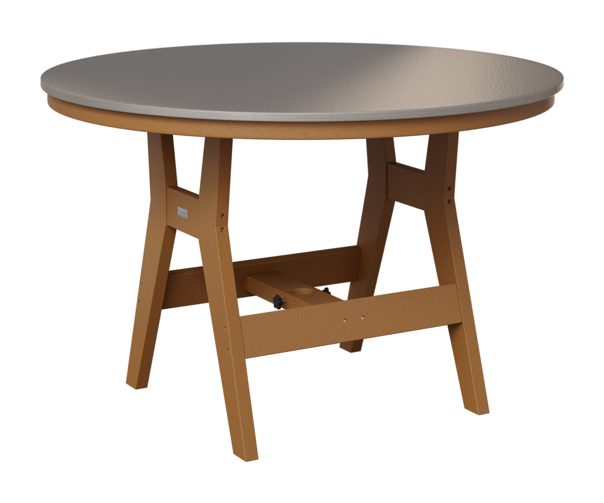Berlin Gardens Harbor 48" Round Table in Cedar, Hammered Stainless top