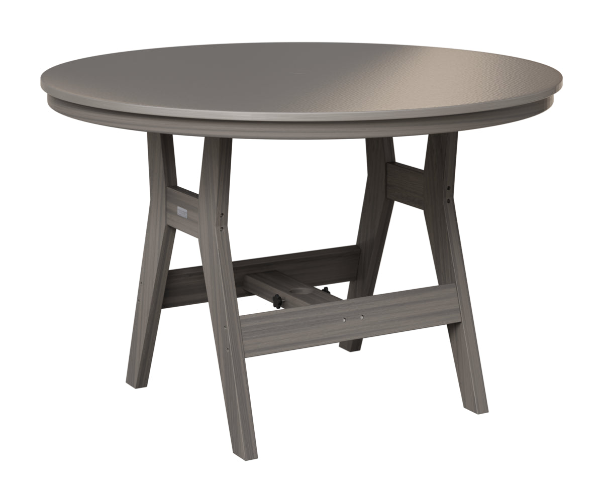 Berlin Gardens Harbor 48" Round Table in Coastal Gray, Hammered Stainless top