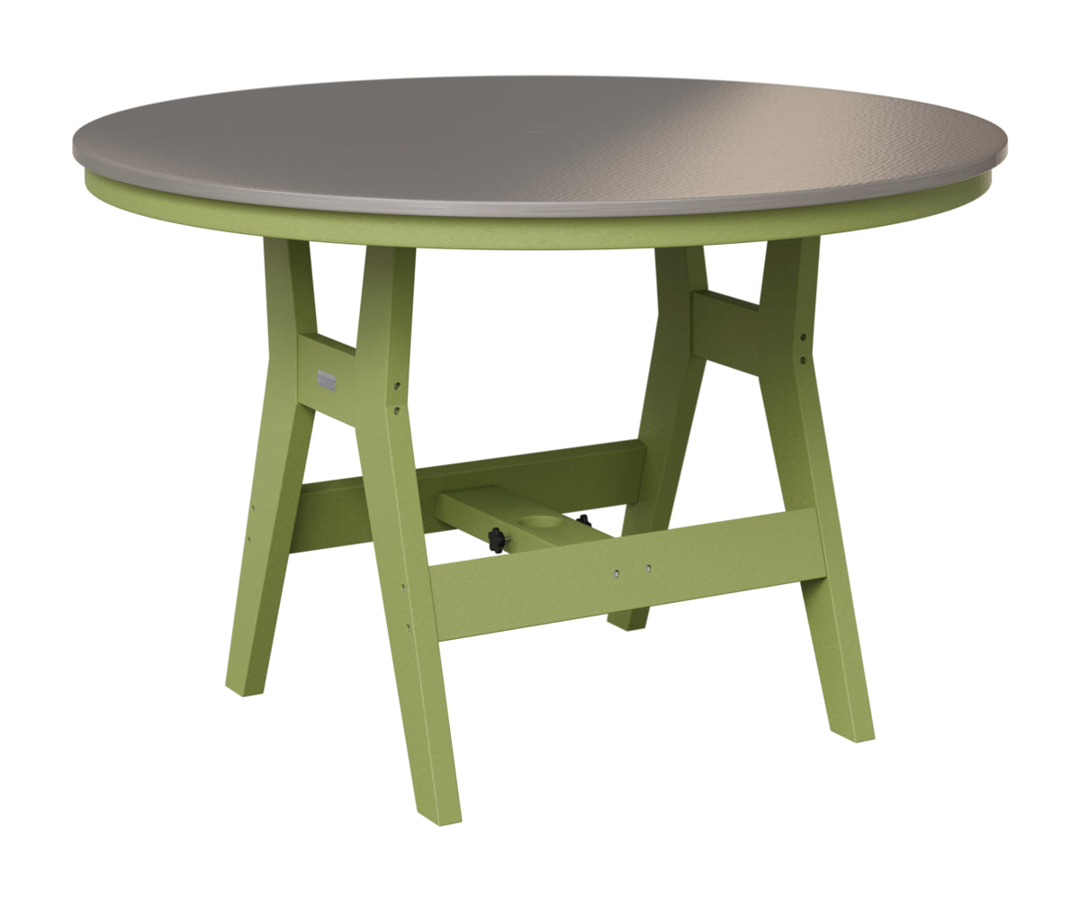 Berlin Gardens Harbor 48" Round Table in Kiwi Green, Hammered Stainless top