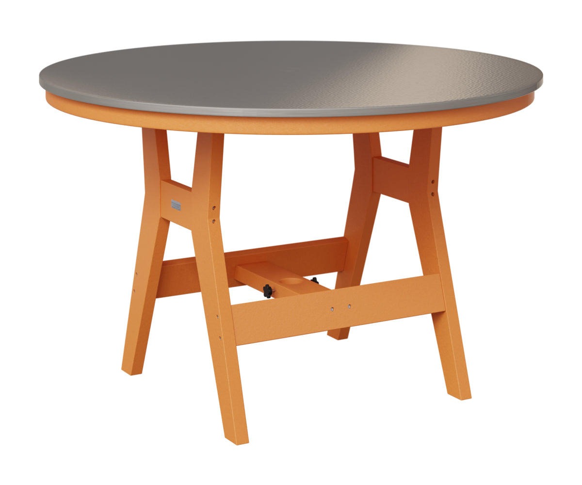 Berlin Gardens Harbor 48" Round Table in Mango Orange, Hammered Stainless top