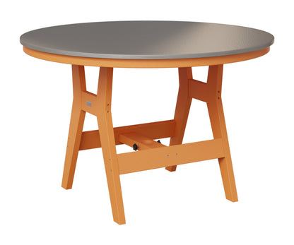 Berlin Gardens Harbor 48" Round Table in Mango Orange, Hammered Stainless top