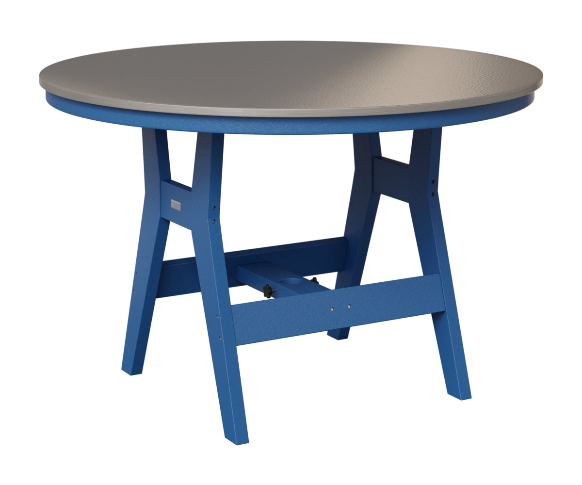 Berlin Gardens Harbor 48" Round Table in Pacific Blue, Hammered Stainless top