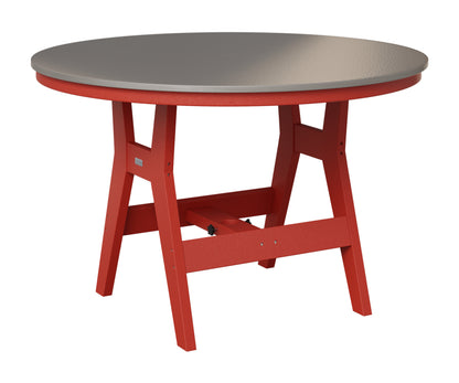 Berlin Gardens Harbor 48" Round Table in Scarlet Red, Hammered Stainless top