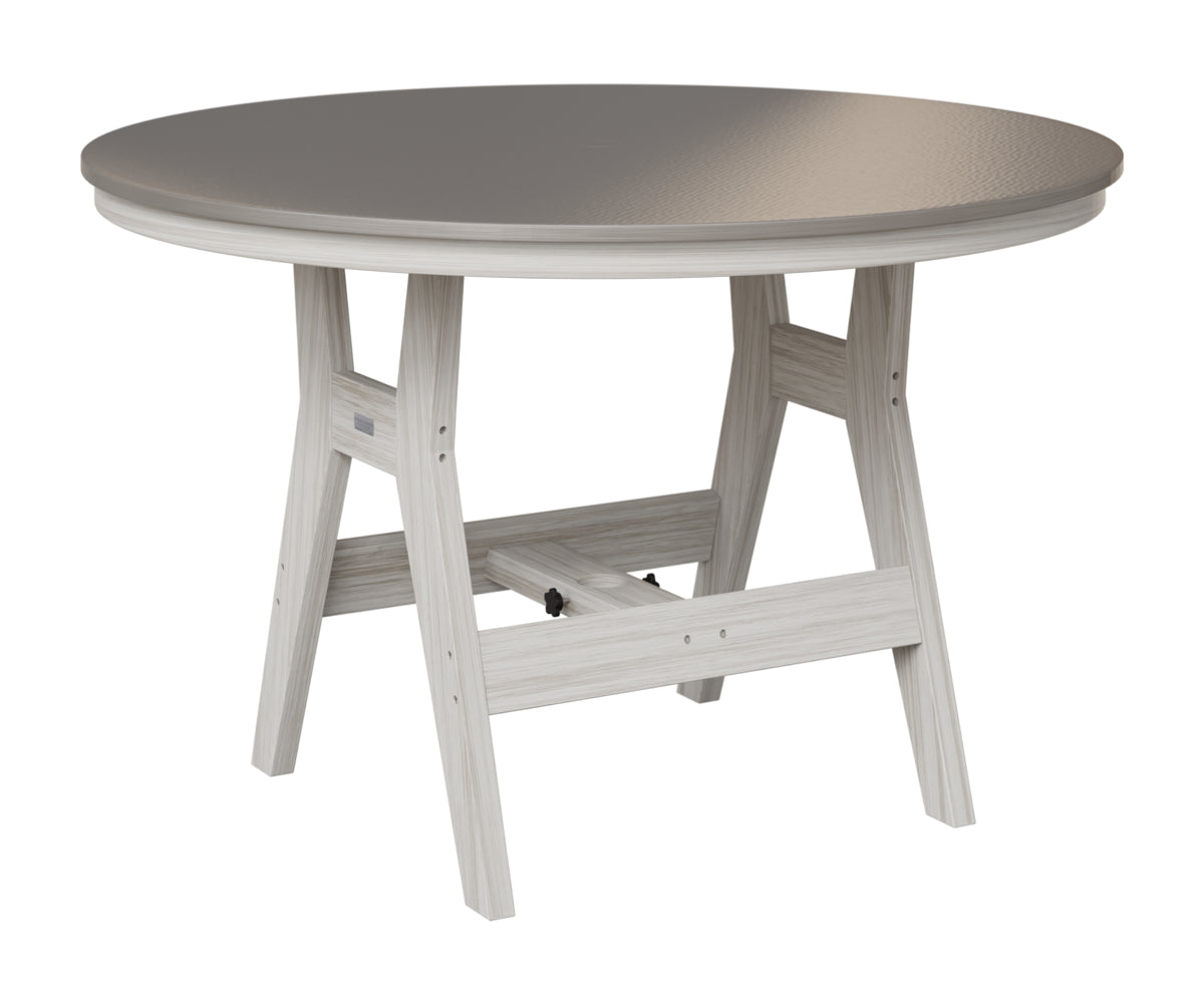 Berlin Gardens Harbor 48" Round Table in Seashell, Hammered Stainless top