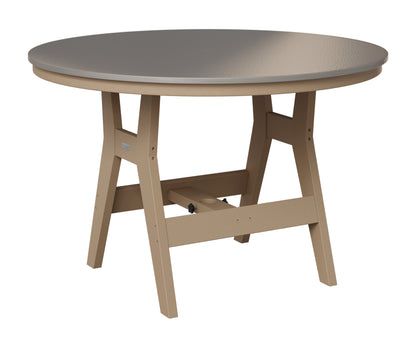 Berlin Gardens Harbor 48" Round Table in Weatherwood, Hammered Stainless top