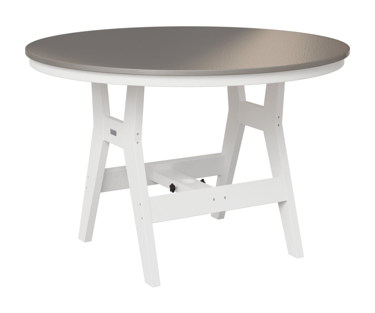 Berlin Gardens Harbor 48" Round Table in White, Hammered Stainless top